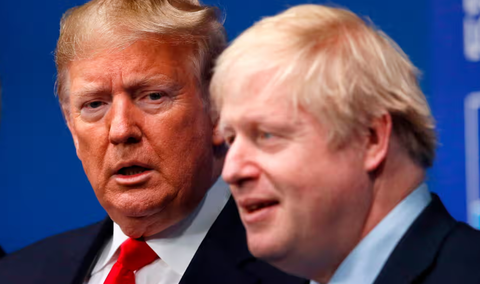 Cựu thủ tướng Anh: Ông Trump trở lại Nhà Trắng là 'điều thế giới cần'- Ảnh 1. Tổng thống Mỹ Donald Trump (trái) và Thủ tướng Anh Boris Johnson lúc đương chức - Ảnh: AFP