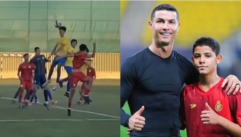 Tin tức thể thao sáng 21-1: Mbappe tỏa sáng giúp PSG đi tiếp; con trai Ronaldo 'gây sốt'- Ảnh 2. Con trai Ronaldo với pha bật cao ghi bàn gây sốt - Ảnh: Getty