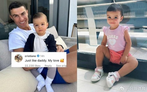 Tình cha ấm áp của Ronaldo dành cho các con- Ảnh 2. Ronaldo liên tục đăng ảnh con gái nhỏ - Ảnh: SINA