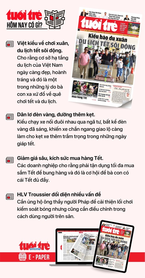 Tin tức sáng 21-1: Đường sắt bổ sung hơn 7.000 chỗ tàu; tăng 'phạt nguội' vi phạm giao thông- Ảnh 3. Tin tức đáng chú ý trên Tuổi Trẻ nhật báo ngày 21-1. Để đọc Tuổi Trẻ báo in phiên bản E-paper, mời bạn đăng ký Tuổi Trẻ Sao TẠI ĐÂY