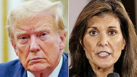 Ông Trump rộng đường tái tranh cử- Ảnh 1. Ông Trump và bà Haley sẽ chạy đua cho một vé của Đảng Cộng hòa - Ảnh: AFP
