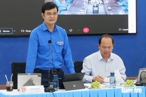 Kỳ vọng những mô hình sáng tạo mới từ Thành Đoàn TP.HCM- Ảnh 1. Bí thư thứ nhất Trung ương Đoàn Bùi Quang Huy phát biểu tại buổi làm việc - Ảnh: K.ANH