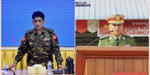 Chuẩn tướng Tun Tun Myint (trái) và Chuẩn tướng Moe Kyaw Thu, 2 trong số 3 chuẩn tướng bị Myanmar tử hình vì thất bại trước quân nổi dậy - Ảnh: KOKANG NEWS Chuẩn tướng Tun Tun Myint (trái) và chuẩn tướng Moe Kyaw Thu, 2 trong số 3 chuẩn tướng bị Myanmar tử hình vì thất bại trước quân nổi dậy - Ảnh: KOKANG NEWS