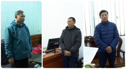 Khởi tố loạt lãnh đạo xã tại Thái Bình để ‘cát tặc’ lộng hành- Ảnh 1. Các bị can là lãnh đạo, cán bộ chủ chốt của xã Thụy Trường, huyện Thái Thụy, tỉnh Thái Bình bị khởi tố khi để "cát tặc" lộng hành - Ảnh: Công an Thái Bình