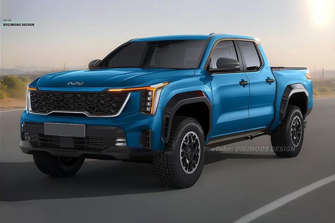 Bán tải Kia Tasman lộ mặt, nam tính như Hyundai Telluride, Santa Fe mới nhất- Ảnh 2. Dự đoán thiết kế hoàn chỉnh của Kia Tasman nhờ nền tảng Telluride SUV - Ảnh: Digimods Design