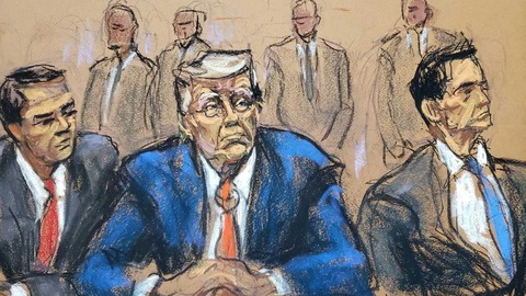 Tranh phác thảo ông Trump hầu tòa trong vụ án cấp liên bang về cáo buộc nỗ lực lật ngược kết quả bầu cử diễn ra hôm 3-8-2023 - Ảnh: REUTERS Tranh phác thảo ông Trump hầu tòa trong vụ án cấp liên bang về cáo buộc nỗ lực lật ngược kết quả bầu cử diễn ra hôm 3-8-2023 - Ảnh: REUTERS