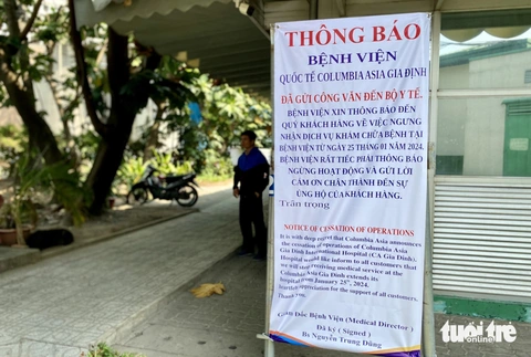 Bệnh viện Quốc tế Colombia Asia Gia Định ngừng hoạt động sau gần 26 năm thành lập- Ảnh 2. Bệnh viện cho biết đã gửi công văn đến Bộ Y tế và ngừng dịch vụ khám chữa bệnh từ ngày 25-1 - Ảnh: TIẾN QUỐC