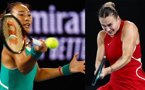 Zheng Qinwen đối đầu Sabalenka (phải) Ảnh: Reuters Zheng Qinwen đối đầu Sabalenka (phải) - Ảnh: Reuters