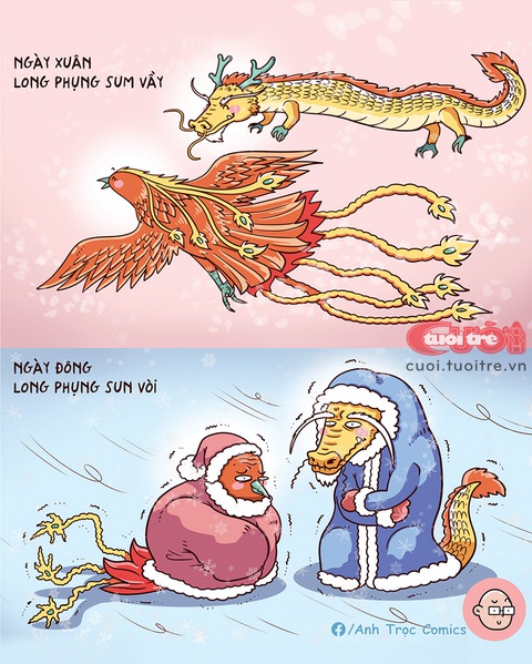 Ngày xuân long phụng sum vầy, còn ngày đông thì sao?- Ảnh 1. Ngày xuân long phụng sum vầy, còn ngày đông thì sao? - Tranh: Anh Trọc Comics