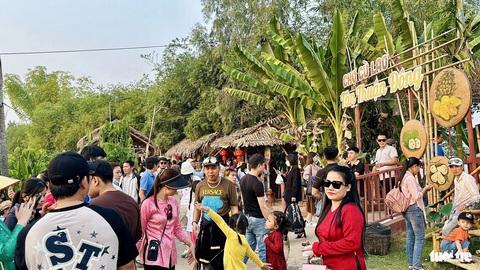 Chợ quê Tân Thuận Đông làm nức lòng du khách- Ảnh 3. Hàng du khách tìm về cù lao Tân Thuận Đông, TP Cao Lãnh tham quan chợ quê khiến nơi này trở nên nhộn nhịp - Ảnh: ĐẶNG TUYẾT