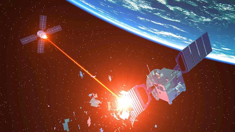 Ảnh minh họa sử dụng tia laser làm mù vệ tinh đối phương - Ảnh: Getty Images Ảnh minh họa sử dụng tia laser làm mù vệ tinh đối phương - Ảnh: Getty Images