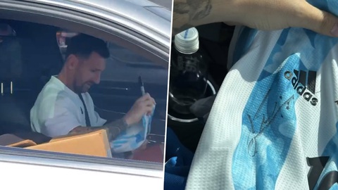Nhờ tắc đường mà xin được chữ ký Messi- Ảnh 1. Câu chuyện cho thấy nên mang theo sẵn áo của thần tượng, biết đâu có ngày trở thành fan may mắn như người tài xế trong video - Ảnh: Dexerto/X