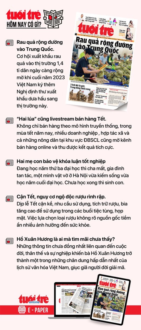 Tin tức sáng 30-1: TP.HCM lắp WiFi trên xe buýt; Giá cà phê lên cao vì căng thẳng ở Biển Đỏ- Ảnh 4. Tin tức đáng chú ý trên Tuổi Trẻ nhật báo ngày 30-1. Để đọc Tuổi Trẻ báo in phiên bản E-paper, mời bạn đăng ký Tuổi Trẻ Sao TẠI ĐÂY