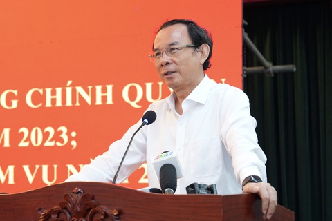Bí thư Thành ủy Nguyễn Văn Nên: Cán bộ đừng để hối tiếc vì vi phạm do động cơ cá nhân- Ảnh 1. Bí thư Thành ủy TP.HCM Nguyễn Văn Nên phát biểu tại hội nghị - Ảnh: HỮU HẠNH