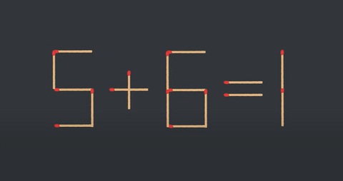 Thử tài IQ: Di chuyển một que diêm để 5+6=1 thành phép tính đúng- Ảnh 1.