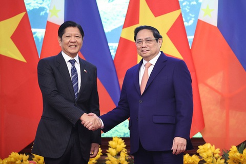 Thủ tướng Chính phủ Phạm Minh Chính và Tổng thống Philippines Ferdinand Romualdez Marcos Jr. tại buổi tiếp - Ảnh: VGP/NHẬT BẮC Thủ tướng Phạm Minh Chính và Tổng thống Philippines Ferdinand Romualdez Marcos Jr. tại buổi tiếp - Ảnh: VGP/NHẬT BẮC