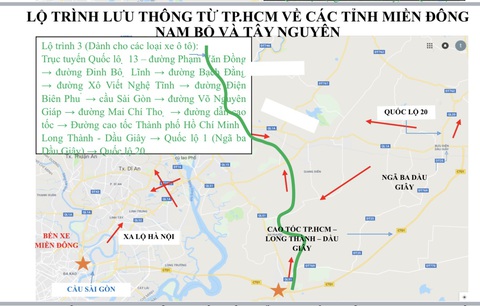 Người dân từ TP.HCM về các tỉnh theo lộ trình hướng dẫn để đỡ kẹt xe dịp Tết- Ảnh 4. Lộ trình gợi ý từ TP.HCM đi các tỉnh miền Đông Nam Bộ, Tây Nguyên - Nguồn: Sở Giao thông vận tải TP.HCM