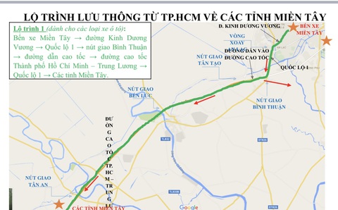 Người dân từ TP.HCM về các tỉnh theo lộ trình hướng dẫn để đỡ kẹt xe dịp Tết- Ảnh 6. Lộ trình đi lại từ TP.HCM đi các tỉnh miền Tây - Nguồn: Sở Giao thông vận tải TP.HCM