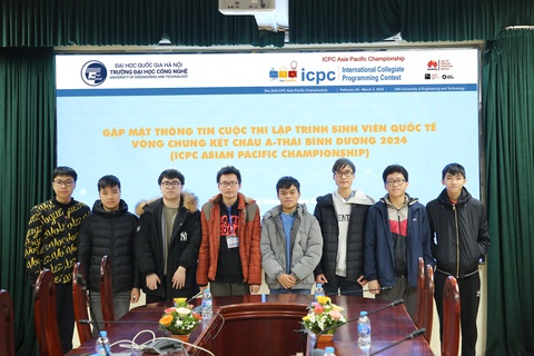 Trường đại học Công nghệ đăng cai tổ chức chung kết ICPC châu Á - Thái Bình Dương- Ảnh 1. Đội tuyển của Trường đại học Công nghệ - Đại học Quốc gia Hà Nội sẽ tham dự vòng chung kết ICPC châu Á - Thái Bình Dương tại Việt Nam - Ảnh: N.B.