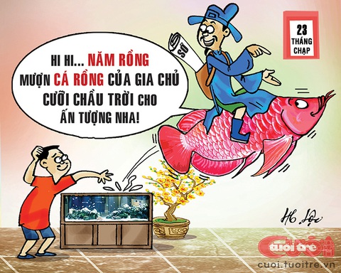 Năm nay tiễn ông Táo bằng cá gì cho ngầu?- Ảnh 1. Năm nay tiễn ông Táo bằng cá gì cho ngầu? - Tranh: Hữu Lộc