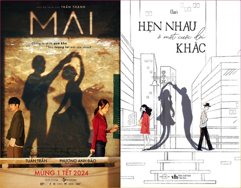 Poster phim Mai được ví như bản 'live action' bìa sách nổi tiếng- Ảnh 1. Poster phim Mai và bìa sách Hẹn nhau ở cuộc đời khác có sự trùng khớp đến bất ngờ