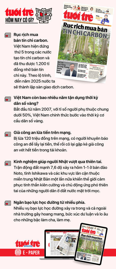 Tin tức sáng 5-1: Phạt 2 đại gia bất động sản thông tin sai lệch; Hoa cúc Nghĩa Hiệp chưa nở đã hết- Ảnh 5. Tin tức chính trên Tuổi Trẻ nhật báo hôm nay 5-1. Để đọc Tuổi Trẻ báo in phiên bản E-paper, mời bạn đăng ký Tuổi Trẻ Sao TẠI ĐÂY