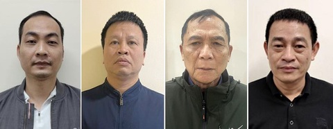 Khởi tố 5 người vì bán trái phép đất hiếm sang Trung Quốc- Ảnh 3. Các bị can: Nguyễn Thanh Đoàn, Nguyễn Anh Sơn, Đoàn Hải Nam, Đỗ Khánh Toàn - Ảnh: Bộ CA