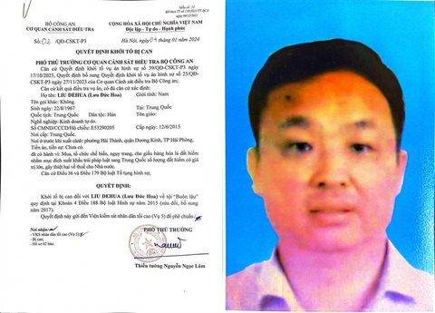 Khởi tố 5 người vì bán trái phép đất hiếm sang Trung Quốc- Ảnh 2. Bị can Lưu Đức Hoa đã xuất cảnh về Trung Quốc nên cơ quan điều tra sẽ ra quyết định truy nã - Ảnh: Bộ Công an