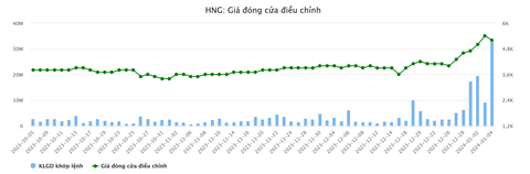 Bầu Đức bán tiếp cổ phần trong công ty tỉ phú Trần Bá Dương để trả nợ- Ảnh 2. Diễn biến giá cổ phiếu HNG - Dữ liệu: Vietstockfinance