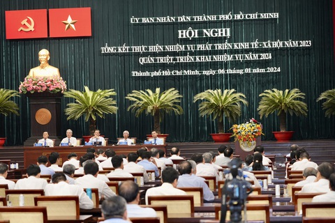 TS Trần Du Lịch: GRDP quý 1-2024 của TP.HCM sẽ không rơi tự do- Ảnh 1. Hội nghị tổng kết thực hiện nhiệm vụ phát triển kinh tế - xã hội năm 2023 - Ảnh: HỮU HẠNH