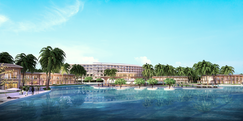 Hồ bơi trung tâm rộng hơn 600m 2 có tầm nhìn hướng biển xanh mát. Ảnh: Đ.H Hồ bơi trung tâm rộng hơn 600m 2 có tầm nhìn hướng biển xanh mát. Ảnh: Đ.H