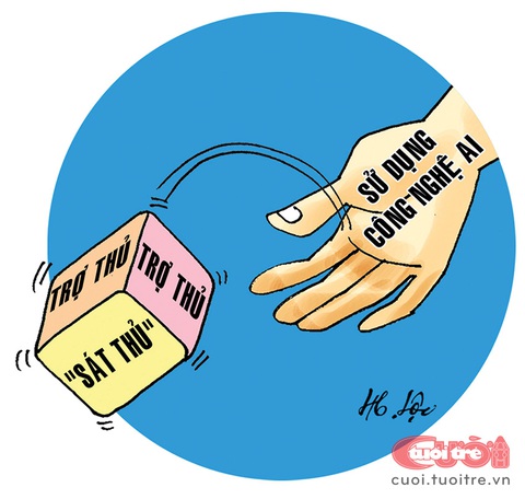 Trí tuệ nhân tạo: Khi trợ thủ thành 'sát thủ'- Ảnh 1. Trí tuệ nhân tạo: Trợ thủ hay sát thủ? - Tranh: Hữu Lộc