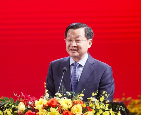 'Chiến thắng Pol Pot mở ra một kỷ nguyên hồi sinh của nhân dân Campuchia'- Ảnh 3. Phó thủ tướng Lê Minh Khái phát biểu tại buổi lễ - Ảnh: TTXVN