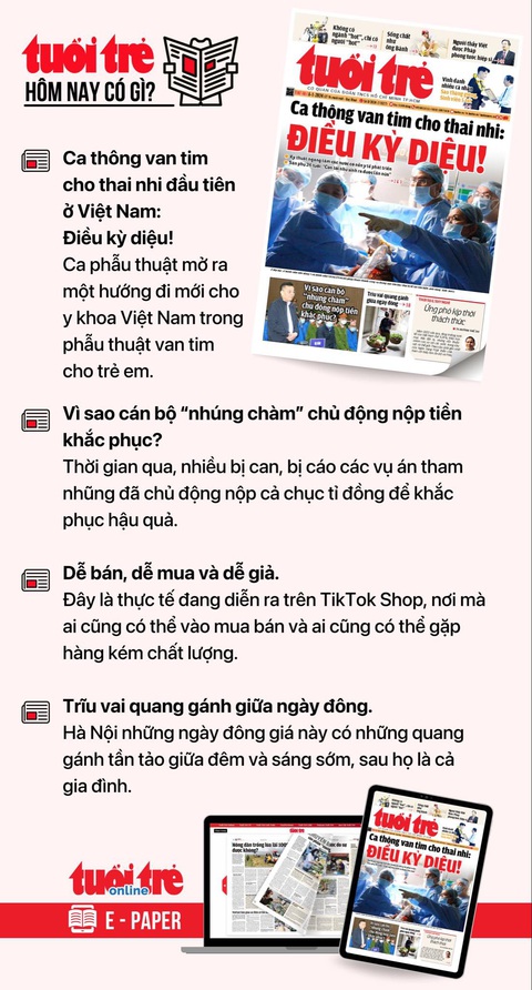 Tin tức chính trên Tuổi Trẻ nhật báo hôm nay 8-1. Để đọc Tuổi Trẻ báo in phiên bản E-paper, mời bạn đăng ký Tuổi Trẻ Sao TẠI ĐÂY https://sso.tuoitre.vn/dang-ky-tuoi-tre-sao Tin tức chính trên Tuổi Trẻ nhật báo hôm nay 8-1. Để đọc Tuổi Trẻ báo in phiên bản E-paper, mời bạn đăng ký Tuổi Trẻ Sao TẠI ĐÂY