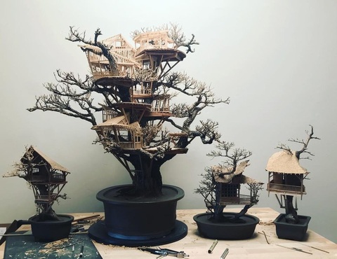 Họa sĩ hoạt hình sáng tạo tác phẩm nghệ thuật từ cây bonsai- Ảnh 8. Những tác phẩm trở nên ấn tượng dưới bàn tay của Dave Creek.