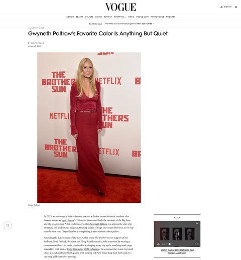 Vogue dành hẳn một đầu bài về phong cách “sang trọng thầm lặng” của Gwyneth Paltrow và Công Trí. Vogue dành hẳn một đầu bài về phong cách “sang trọng thầm lặng” của Gwyneth Paltrow và Công Trí.