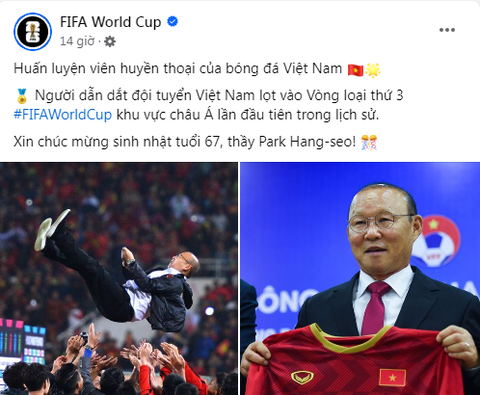 FIFA chúc mừng sinh nhật HLV Park Hang Seo bằng... tiếng Việt - Ảnh 1.