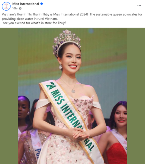 Thanh Thủy đăng quang Hoa hậu Quốc tế 2024, báo chí quốc tế nói gì? - Ảnh 3. Truyền thông quốc tế nói gì về chiến thắng của Thanh Thủy tại Hoa hậu Quốc tế 2024 - Ảnh 3.