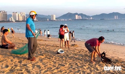 Thấy đội bắt chó thả rông ở bãi biển Nha Trang, chủ ôm chó rời đi - Ảnh 3. Thấy đội bắt chó thả rông ở bãi biển Nha Trang, chủ ôm chó 'tháo chạy' - Ảnh 3.