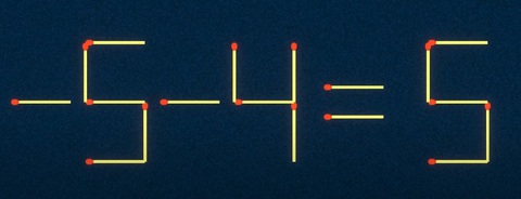 Thử tài IQ: Di chuyển một que diêm để -5-4=5 thành phép tính đúng - Ảnh 1.