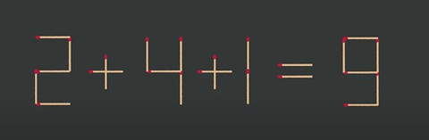 Thử tài IQ: Di chuyển một que diêm để 2+4+1=9 thành phép tính đúng - Ảnh 1.