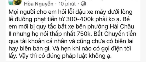 Xác minh trường hợp cán bộ quy tắc đô thị nhận nộp phạt vào tài khoản cá nhân - Ảnh 1.