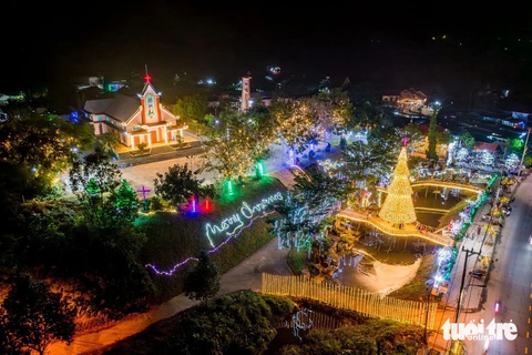 Đà Nẵng cũng có cây thông nón lá khủng trước đêm Noel - Ảnh 1.