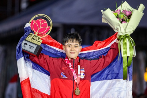 Thái Lan lập cú 'poker' HCV tại Giải teqball 2024, vươn lên hạng 2 thế giới - Ảnh 1.
