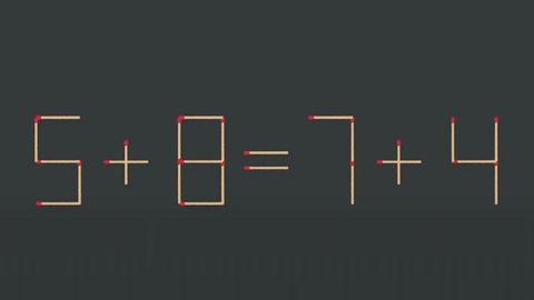 Thử tài IQ: Di chuyển một que diêm để 5+8=7+4 thành phép tính đúng- Ảnh 1.