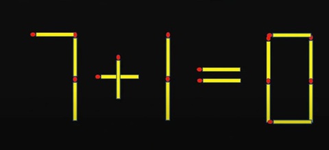 Thử tài IQ: Di chuyển một que diêm để 7+1=0 thành phép tính đúng- Ảnh 1.