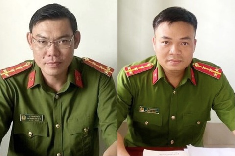 Biểu dương 2 đại úy công an Long An cứu cháu bé Trung Quốc bị đuối nước- Ảnh 1. Đại úy Đạt và đại úy Anh đã kịp thời cứu cháu bé 10 tuổi đuối nước - Ảnh: AN LONG