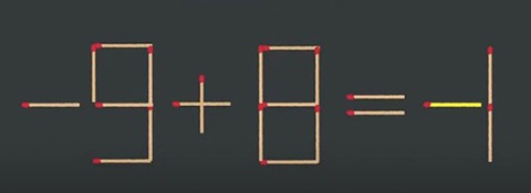 Thử tài IQ: Di chuyển một que diêm để -8+8=1 thành phép tính đúng- Ảnh 2.