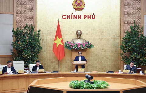 Kinh tế tháng 1 phục hồi tích cực, tập trung gỡ khó cho doanh nghiệp- Ảnh 2. Thủ tướng chủ trì phiên họp Chính phủ thường kỳ tháng 1-2024 - Ảnh: VGP