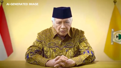 Bầu cử ở Indonesia, dùng cả deepfake để thu hút cử tri- Ảnh 1. Hình ảnh cố tổng thống Indonesia Suharto được tạo từ AI - Ảnh: ERWIN AKSA/X